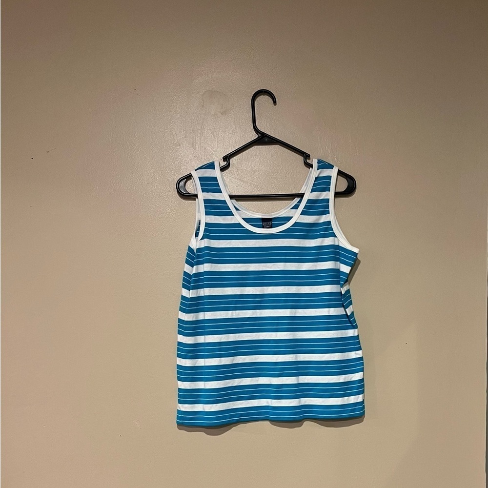 Lands End Women's Size Large Striped 100% Cotton Y2K Casual Tank